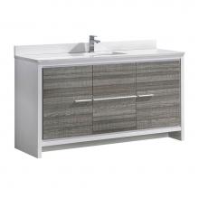 Fresca Bath FCB8119HA-S-CWH-U - Fresca Allier Rio 60'' Ash Gray Single Sink Modern Bathroom Vanity w/ Top & Sink