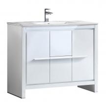 Fresca Bath FCB8140WH-I - Fresca Allier 40'' White Modern Bathroom Cabinet w/ Sink