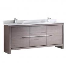 Fresca Bath FCB8172GO-CWH-U - Fresca Allier 72'' Gray Oak Modern Double Sink Bathroom Cabinet w/ Top & Sinks