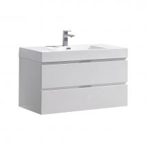 Fresca Bath FCB8342WH-I - Fresca Valencia 40'' Glossy White Wall Hung Modern Bathroom Vanity