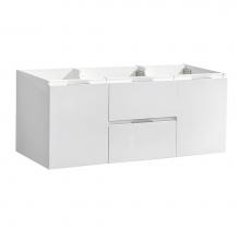 Fresca Bath FCB8348WH-D - Fresca Valencia 48'' Glossy White Wall Hung Double Sink Modern Bathroom Cabinet