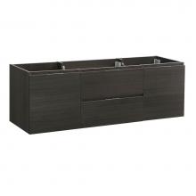 Fresca Bath FCB8360GO-D - Fresca Valencia 60'' Gray Oak Wall Hung Double Sink Modern Bathroom Cabinet