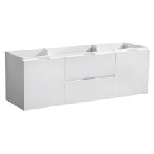 Fresca Bath FCB8360WH-D - Fresca Valencia 60'' Glossy White Wall Hung Double Sink Modern Bathroom Cabinet