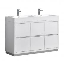 Fresca Bath FCB8448WH-D-I - Fresca Valencia 48'' Glossy White Free Standing Double Sink Modern Bathroom Vanity