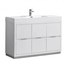 Fresca Bath FCB8448WH-I - Fresca Valencia 48'' Glossy White Free Standing Modern Bathroom Vanity