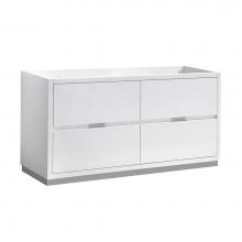 Fresca Bath FCB8460WH-D - Fresca Valencia 60'' Glossy White Free Standing Double Sink Modern Bathroom Cabinet