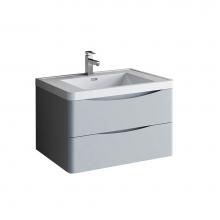 Fresca Bath FCB9032GRG-I - Fresca Tuscany 32'' Glossy Gray Wall Hung Modern Bathroom Cabinet w/ Integrated Sink