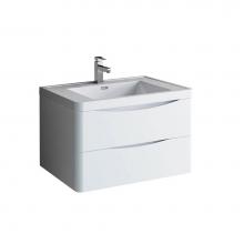 Fresca Bath FCB9032WH-I - Fresca Tuscany 32'' Glossy White Wall Hung Modern Bathroom Cabinet w/ Integrated Sink