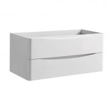 Fresca Bath FCB9040WH - Fresca Tuscany 40'' Glossy White Wall Hung Modern Bathroom Cabinet