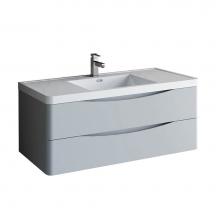 Fresca Bath FCB9048GRG-I - Fresca Tuscany 48'' Glossy Gray Wall Hung Modern Bathroom Cabinet w/ Integrated Sink