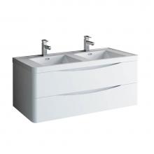 Fresca Bath FCB9048WH-D-I - Fresca Tuscany 48'' Glossy White Wall Hung Modern Bathroom Cabinet w/ Integrated Double