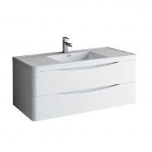 Fresca Bath FCB9048WH-I - Fresca Tuscany 48'' Glossy White Wall Hung Modern Bathroom Cabinet w/ Integrated Sink