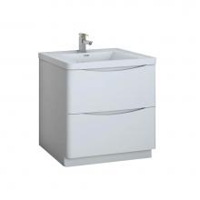 Fresca Bath FCB9132WH-I - Fresca Tuscany 32'' Glossy White Free Standing Modern Bathroom Cabinet w/ Integrated Sin