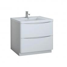 Fresca Bath FCB9136WH-I - Fresca Tuscany 36'' Glossy White Free Standing Modern Bathroom Cabinet w/ Integrated Sin