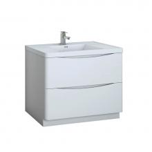 Fresca Bath FCB9140WH-I - Fresca Tuscany 40'' Glossy White Free Standing Modern Bathroom Cabinet w/ Integrated Sin