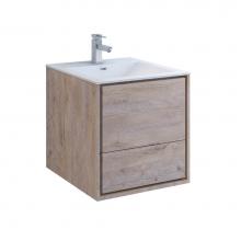 Fresca Bath FCB9224RNW-I - Fresca Catania 24'' Rustic Natural Wood Wall Hung Modern Bathroom Cabinet w/ Integrated