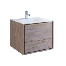 Fresca Bath FCB9230RNW-I - Fresca Catania 30'' Rustic Natural Wood Wall Hung Modern Bathroom Cabinet w/ Integrated