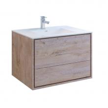 Fresca Bath FCB9236RNW-I - Fresca Catania 36'' Rustic Natural Wood Wall Hung Modern Bathroom Cabinet w/ Integrated