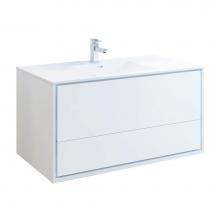 Fresca Bath FCB9248WH-I - Fresca Catania 48'' Glossy White Wall Hung Modern Bathroom Cabinet w/ Integrated Sink