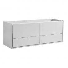 Fresca Bath FCB9260WH-D - Fresca Catania 60'' Glossy White Wall Hung Double Sink Modern Bathroom Cabinet