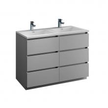 Fresca Bath FCB93-2424GR-D-I - Fresca Lazzaro 48'' Gray Free Standing Modern Bathroom Cabinet w/ Integrated Double Sink