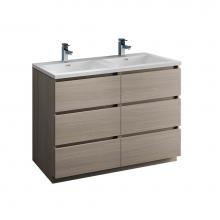 Fresca Bath FCB93-2424MGO-D-I - Fresca Lazzaro 48'' Gray Wood Free Standing Modern Bathroom Cabinet w/ Integrated Double