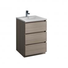 Fresca Bath FCB9324MGO-I - Fresca Lazzaro 24'' Gray Wood Free Standing Modern Bathroom Cabinet w/ Integrated Sink