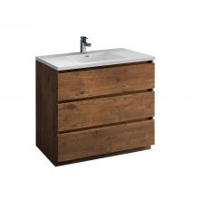 Fresca Bath FCB9342RW-I - Fresca Lazzaro 42'' Rosewood Free Standing Modern Bathroom Cabinet w/ Integrated Sink