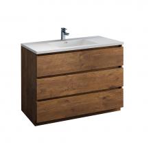 Fresca Bath FCB9348RW-I - Fresca Lazzaro 48'' Rosewood Free Standing Modern Bathroom Cabinet w/ Integrated Sink