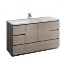 Fresca Bath FCB9360MGO-S-I - Fresca Lazzaro 60'' Gray Wood Free Standing Modern Bathroom Cabinet w/ Integrated Single