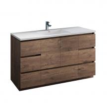 Fresca Bath FCB9360RW-S-I - Fresca Lazzaro 60'' Rosewood Free Standing Modern Bathroom Cabinet w/ Integrated Single