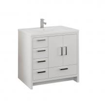 Fresca Bath FCB9436WH-L-I - Fresca Imperia 36'' Glossy White Free Standing Modern Bathroom Cabinet w/ Integrated Sin