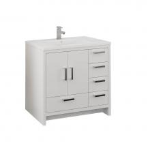 Fresca Bath FCB9436WH-R-I - Fresca Imperia 36'' Glossy White Free Standing Modern Bathroom Cabinet w/ Integrated Sin