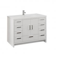 Fresca Bath FCB9448WH-I - Fresca Imperia 48'' Glossy White Free Standing Modern Bathroom Cabinet w/ Integrated Sin