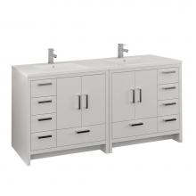 Fresca Bath FCB9472WH-I - Fresca Imperia 72'' Glossy White Free Standing Double Sink Modern Bathroom Cabinet w/ In