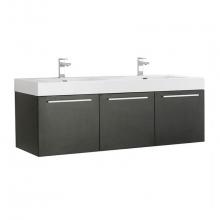 Fresca Bath FCB8093BW-D - Fresca Vista 60'' Black Wall Hung Double Sink Modern Bathroom Cabinet