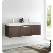 Fresca Bath FCB8093GW-D - Fresca Vista 60'' Walnut Wall Hung Double Sink Modern Bathroom Cabinet