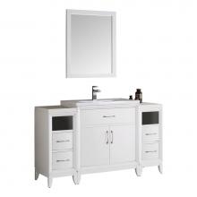 Fresca Bath FVN21-123012WH - Fresca Cambridge 54'' White Traditional Bathroom Vanity with Mirror