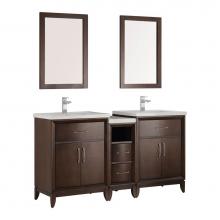 Fresca Bath FVN21-241224AC - Fresca Cambridge 60'' Antique Coffee Double Sink Traditional Bathroom Vanity with Mirror