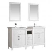 Fresca Bath FVN21-241224WH - Fresca Cambridge 60'' White Double Sink Traditional Bathroom Vanity with Mirror