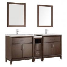 Fresca Bath FVN21-301230AC - Fresca Cambridge 72'' Antique Coffee Double Sink Traditional Bathroom Vanity with Mirror