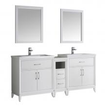 Fresca Bath FVN21-301230WH - Fresca Cambridge 72'' White Double Sink Traditional Bathroom Vanity with Mirror