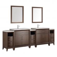 Fresca Bath FVN21-96AC - Fresca Cambridge 96'' Antique Coffee Double Sink Traditional Bathroom Vanity w/ Mirrors