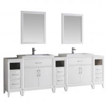 Fresca Bath FVN21-96WH - Fresca Cambridge 96'' White Double Sink Traditional Bathroom Vanity w/ Mirrors