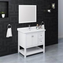 Fresca Bath FVN2336WH - Fresca Manchester 36'' White Traditional Bathroom Vanity w/ Mirror