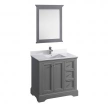 Fresca Bath FVN2436GRV - Fresca Windsor 36'' Gray Textured Traditional Bathroom Vanity w/ Mirror