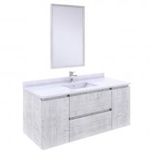 Fresca Bath FVN31-122412RWH - Formosa 48'' Wall Hung Modern Bathroom Vanity w/ Mirror in Rustic White