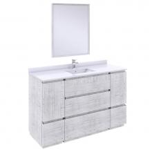 Fresca Bath FVN31-123012RWH-FC - Formosa 54'' Floor Standing Modern Bathroom Vanity w/ Mirror in Rustic White