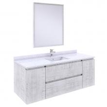 Fresca Bath FVN31-123012RWH - Formosa 54'' Wall Hung Modern Bathroom Vanity w/ Mirror in Rustic White