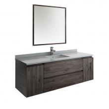 Fresca Bath FVN31-123612ACA - Fresca Formosa 60'' Wall Hung Single Sink Modern Bathroom Vanity w/ Mirror in Acacia